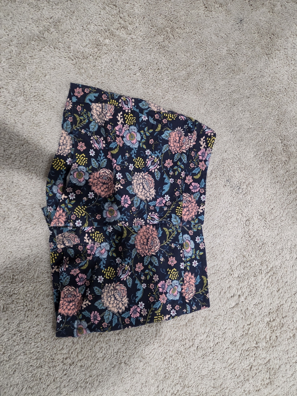 LOFT Navy Floral Cotton Blend Shorts